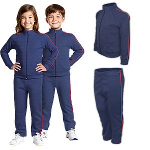 Conjunto Helanca Infantil Azul Marinho friso vermelho