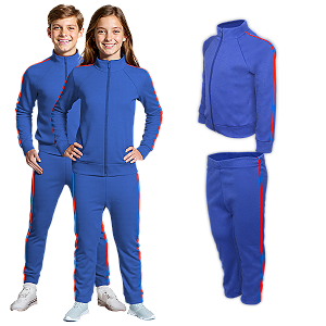 Conjunto Helanca Escolar Juvenil com Friso Vermelho