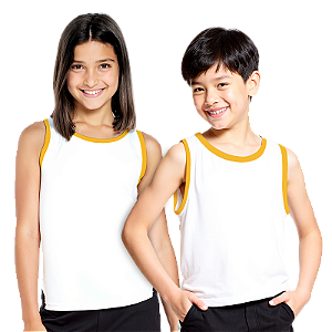 Camiseta Regata Infantil Algodão Gola Amarela