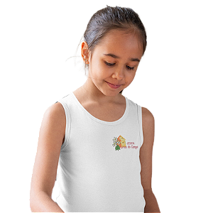 Camiseta Escolar Infantil 100% Poliéster Regata - CEDIN Lírios do Campo