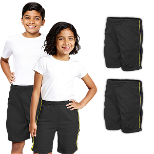 Kit 2 Bermudas Pretas Friso Amarelo Infantil
