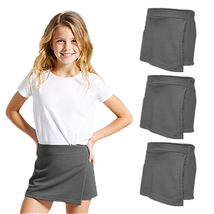 Kit 3 Short-Saias Infantil Cinza-Chumbo