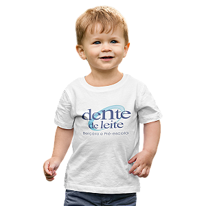 Camiseta Escolar Infantil 100% Algodão Manga Curta - Escola Dente de Leite