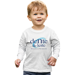 Camiseta Escolar Infantil 100% Algodão Manga Longa - Escola Dente de Leite