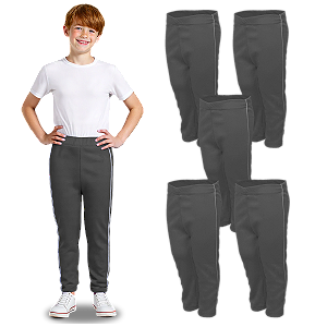 Kit 5 Calças Helanca Escolar Infantil Cinza Chumbo