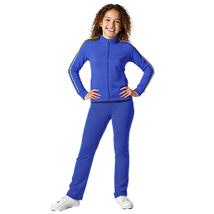 Conjunto Infantil Meninas Helanca Uniforme Friso Amarelo