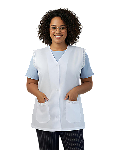 Jaleco PLUS SIZE Avental Professora Sem Manga Feminino Oxford