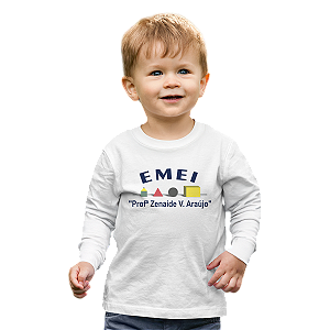Camiseta Escolar Infantil 100% Algodão Manga Longa - EMEI Profª Zenaide V. Araújo