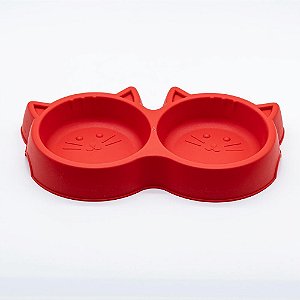 Comedouro Duplo Gato Vermelho 500ml (pet