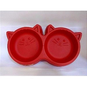 Comedouro Duplo Gato Vermelho 500ml (pet