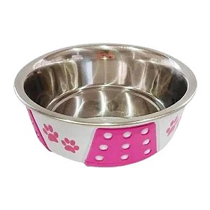 Comedouro Inox Decorado Patinhas 400ml