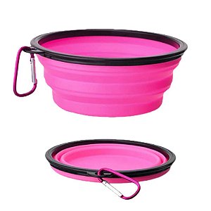 Comedouro Retratil Silicone Rosa (thepet