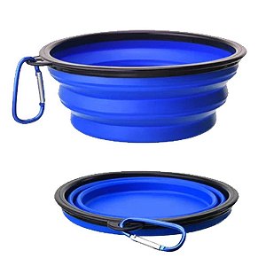 Comedouro Retratil Silicone Azul (thepet