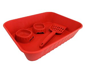 Kit Bandeija Happy Cat Vermelho 43x33x10cm Mx3117