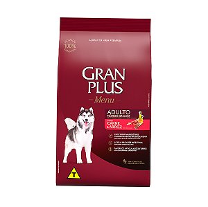 Racao Gran Plus Menu Cao Ad M.G Carne e Arroz 15kg