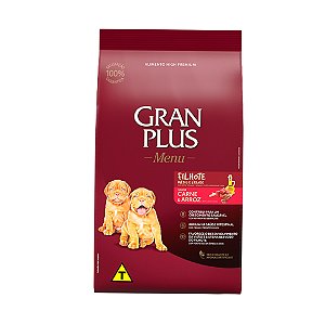 Racao Gran Plus Menu Cao Filhotes R. M.G Carne e Arroz 15kg