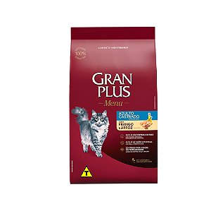 Racao Gran Plus Menu Gato Castrado Frango e Arroz 10kg