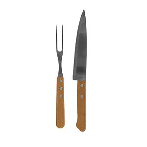 Kit Faca Garfo Cabo Madeira Sq-4259