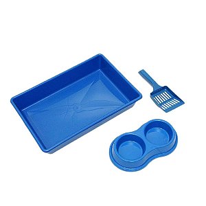 Kit Higienico Para Gatos Azul - Four Plastic