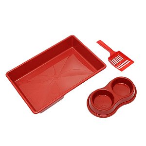 Kit Higienico Para Gatos Vermelho - Four Plastic