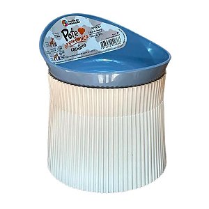 Comedouro Pote Ergonomico Gato 390ml - Azul Pastel