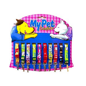 Coleira Gato Elastica Pingente Gato Cartela - Bicho Com Luxo