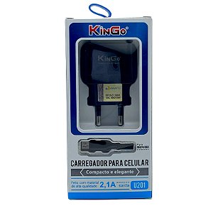 Carregador Completo Kingo Micro USB V8 2.1A U201 Preto