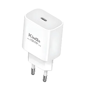 Fonte Carregador Celular Turbo 20W USB-C Branco Kingo