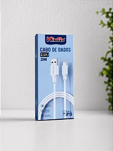 Cabo USB Para Lightning 2 Metros 2.1A Branco Kingo