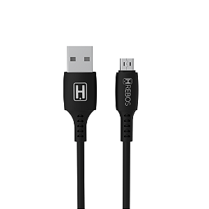 Cabo Micro USB V8 1 Metro Turbo Preto Hrebos HS-40