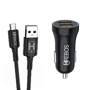 Carregador Veicular Micro USB V8 Dois USB 3.1A Hrebos HS-182V