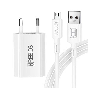 Carregador Completo Micro USB V8 1.2A Hrebos HS-102V