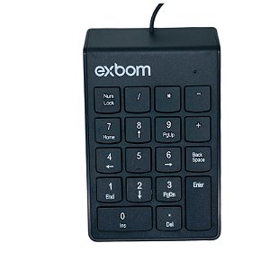 Teclado Numérico Com Fio 18 Teclas Exbom BK-N30