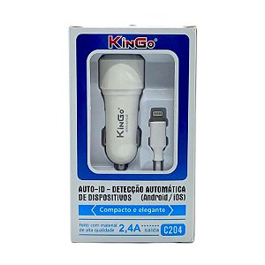 Carregador Veicular Kingo Para Lightning Dois USB 2.4A C204
