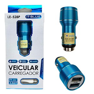 Carregador Veicular Para Lightning Duas Entradas USB 3.4A ITBlue LE-528P