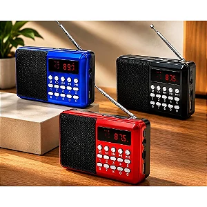Rádio Portátil FM Bluetooth Entrada SD Recarregável Aiker MTJ-2006