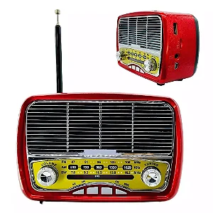 Rádio Retrô Recarregável AM FM Bluetooth Entrada USB AUX Idea ID-4035U