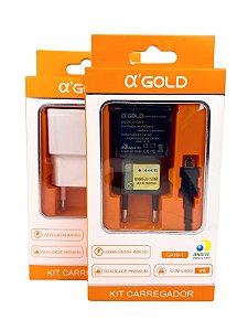 Carregador Completo Micro USB V8 Fonte E Cabo 2.1A A'Gold CA10-1
