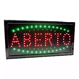 Painel Letreiro LED 110V Escrita Aberto Para Comércio Lelong LE-2001