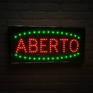 Painel Letreiro LED Escrita Aberto Para Comércio Lelong LE-2001