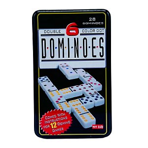 Jogo De Dominó Tradicional Lata 28 Peças Pinta Colorida