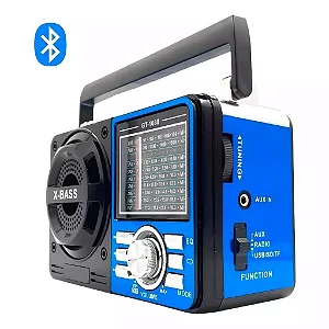 Rádio Retrô Bluetooth Recarregável AM FM USB AUX Grasep D-F10BT