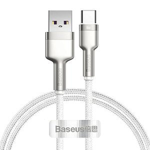 Cabo Turbo 66W USB P/ Tipo C Nylon Cafule Series Branco 1 Metro Baseus