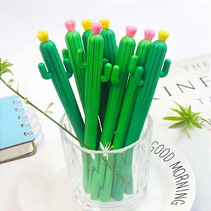 Caneta Em Gel Cacto Ponta Fina Kit com 2 Unidades