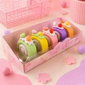 Borracha Bolinho Rocambole Fofa Infantil Kit Com 5 Unidades