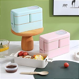 Marmita 4 Compartimentos Com Talheres E Trava Lateral Lunch Box 1050ml