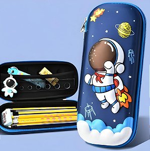 Estojo Box Escolar Infantil 3D Masculino Com Divisória Interna