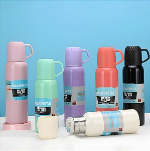 Garrafa Térmica 500ml Aço Inox Com 3 Xícaras B-Max BM-P1575