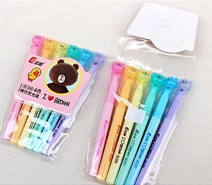 Kit Caneta Marca Texto Com 6 Unidades I Love Brown JD-825