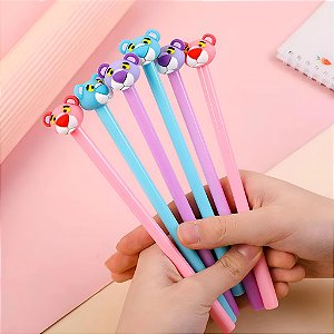 Caneta Em Gel Pantera Cor De Rosa Ponta Fina Kit com 2 Unidades